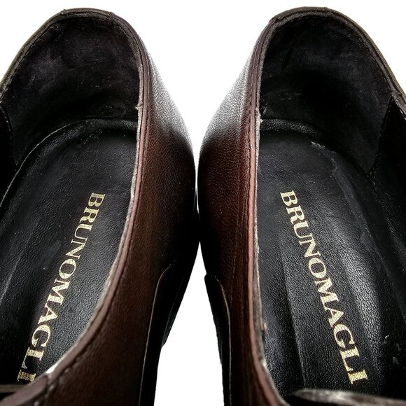 Bruno Magli Italy Men's size 6.5 Dress Shoes Brown Nappa Leather Cap-toe Oxfords - Picture 2 of 13
